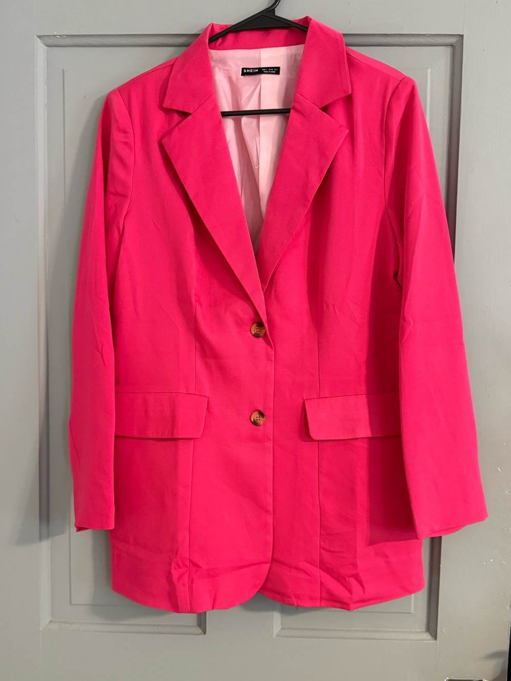 Hot Pink Single-Breasted Blazer